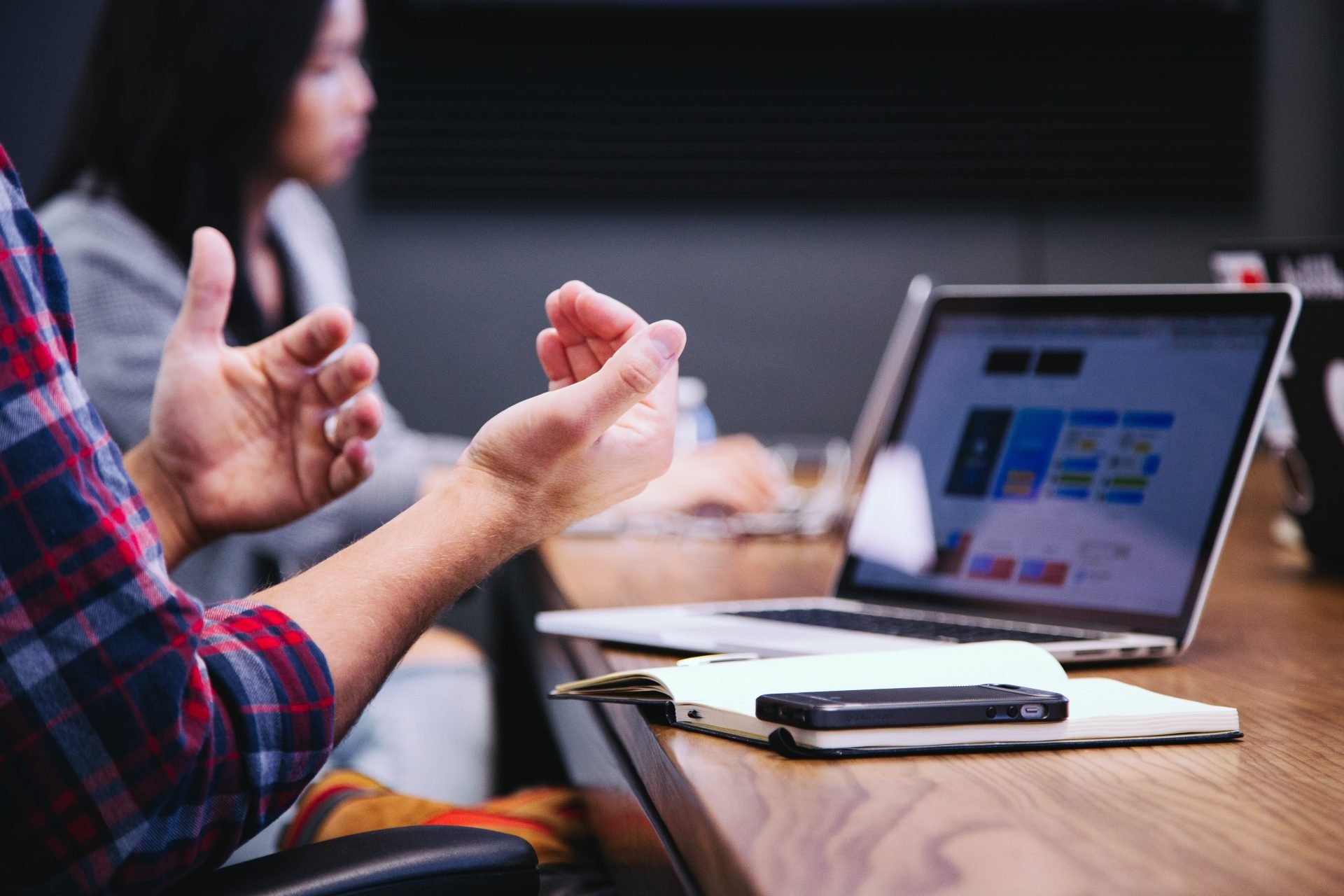 people having a meeting image